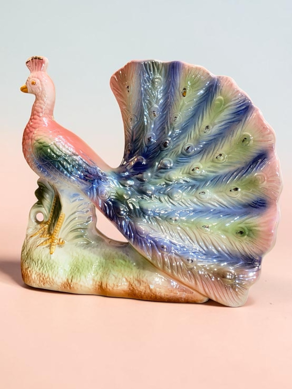 VINTAGE MID CENTURY MODERN LUSTERWARE Peacock Figurine